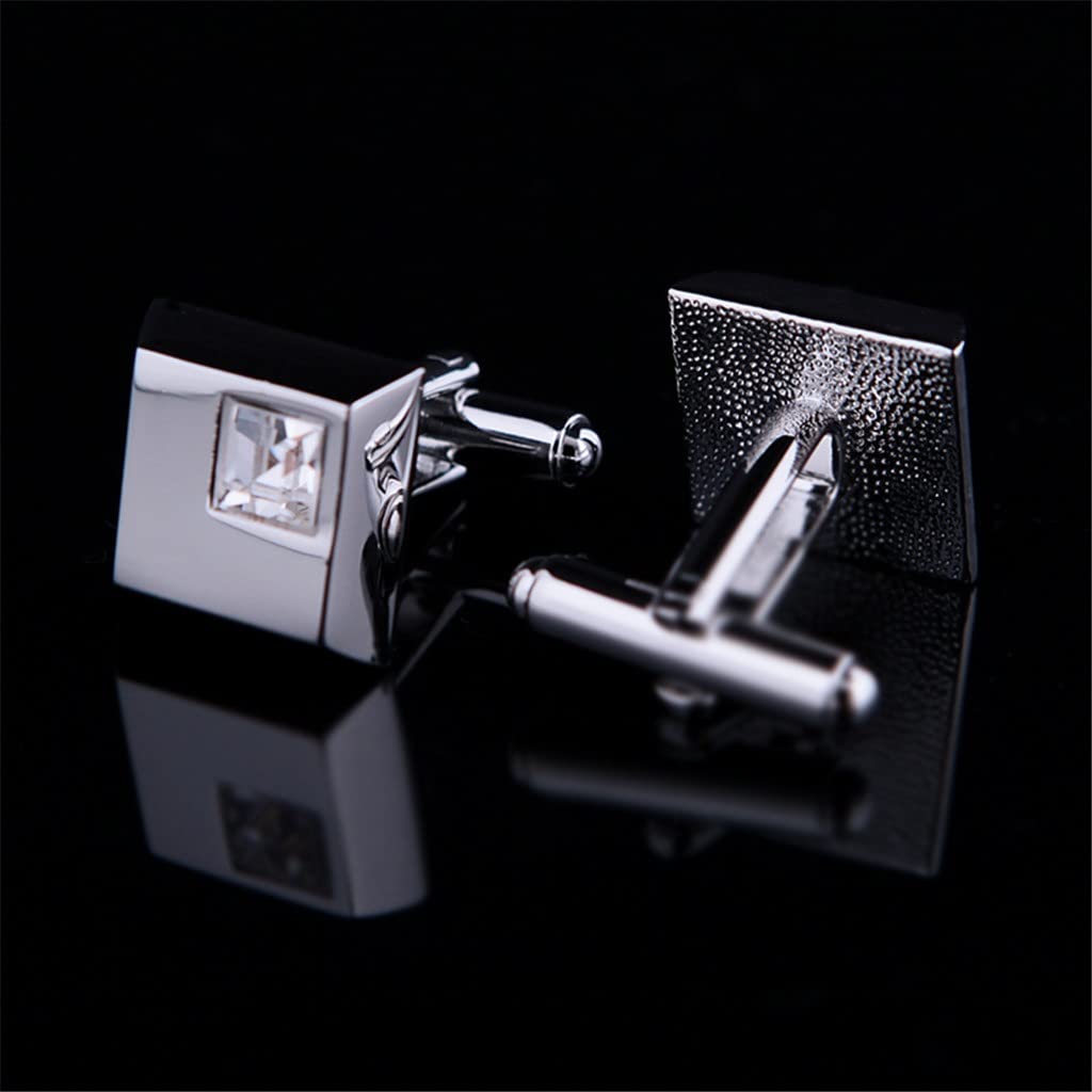 Gemelos Buen Clip de Corbata para alfiler de Corbata para Hombres Barras de Corbata de Cristal Blanco Gemelos Juego de Pasador de Corbata Invitados