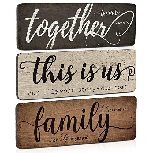 Rustic Home Decor 3 Pieces Together This Is Us Family Home Wall Decor Wooden Signs For Bedroom Living Room Kitchen Decor