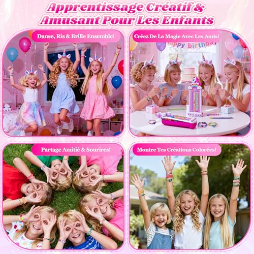 Kit de Fabrication de Bbracelets D'amitié Licorne DIY Créatif pour Fille, 182 Pcs Art et artisanat enfants, Fils Pré-Coupés, Clip Facile, Cadeau Anniversaire Noël pour 5 6 7 8 9 10 11 12 Filles – vue 6