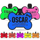 Personalized Dog ID Tags, Durable & Silent Silicone Engraved Tags for Pets w/ Text - 6 Customizable...