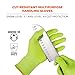 Ergodyne ProFlex 7040 Cut Resistant Level 5, Food Grade Gloves, Breathable Comfort - ANSI A4, EN388, Lime, Small