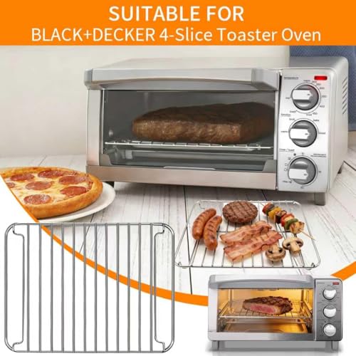 Image of Countertop Toaster Oven Accessories for BLACK DECKER 4 Slice Extra Wide Convection Toaster Oven, 10.8x8.3 IN Stainless Steel Toaster Oven Replacement Parts Baking Rack Wire Rack