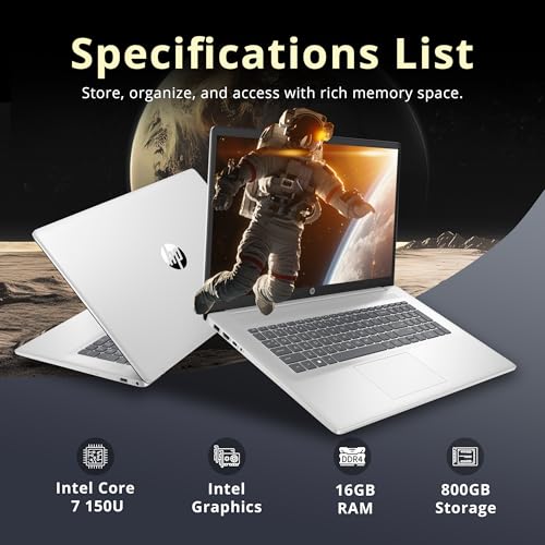 Laptop HP 17.3" FHD IPS Anti-Glare con Intel Core 7-150U, 16GB RAM, 512GB SSD miniatura 3