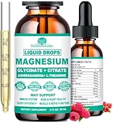 Magnesium Glycinate 500mg Liquid Drops, Liquid Magnesium Complex with Vitamin D3 K2 &amp; B6, Zinc, A...