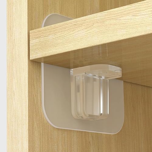 Image of No Drilling Shelf Support Hook || Plastic Closet Cabinet Shelf Support Clips || Self Adhesive Shelves Clips for Kitchen Bathroom Cabinet (10)