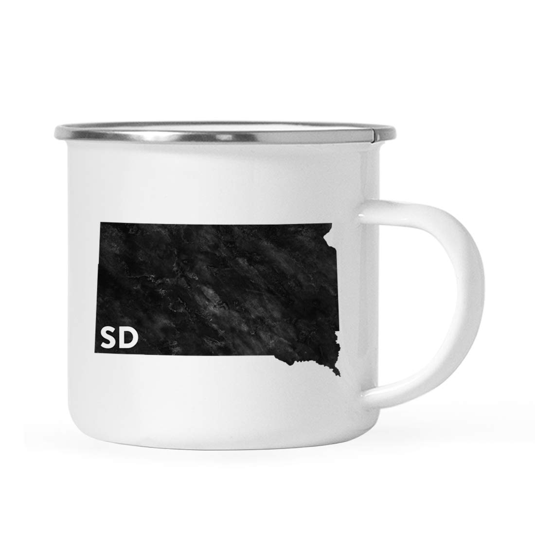 Andaz Press 11oz. US State Stainless Steel Campfire Coffee Mug Gift, Modern Black Grunge Abbreviation, South Dakota, 1-Pack, Metal Enamel Camping Camp Cup for Him Her Christmas Hostess Long Distance