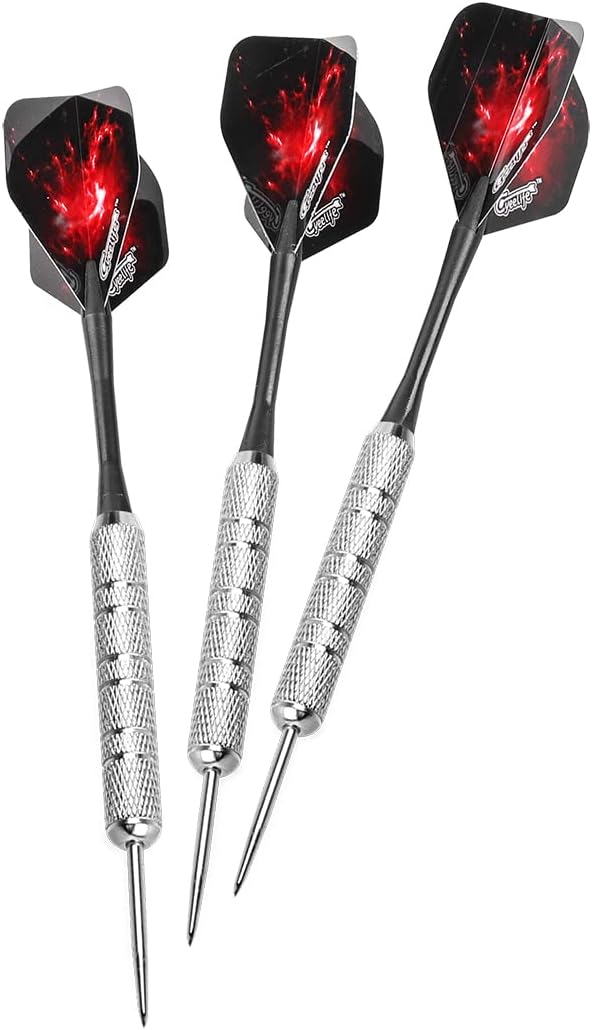 CyeeLife Steel tip Darts 20g,Nylon Shafts+36 Flights(12 Designs)+Sharpener,for 4 Beginners