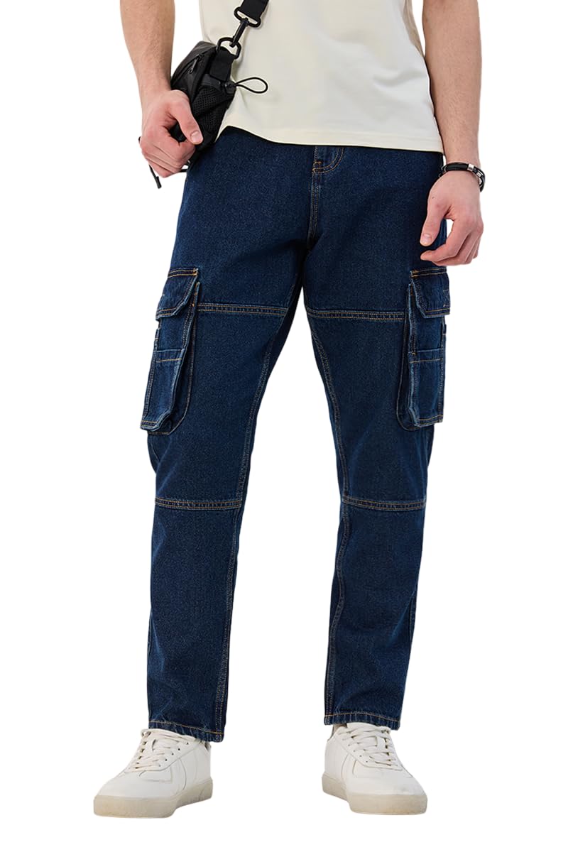 snitch Men Cargo Pants for Street Wear & Casual Outings | Baggy Fit Mid Rise Straight Leg Solid Style with 6 Pockets | 100% Cotton Twill Fabric for All Season Comfort-picture-10