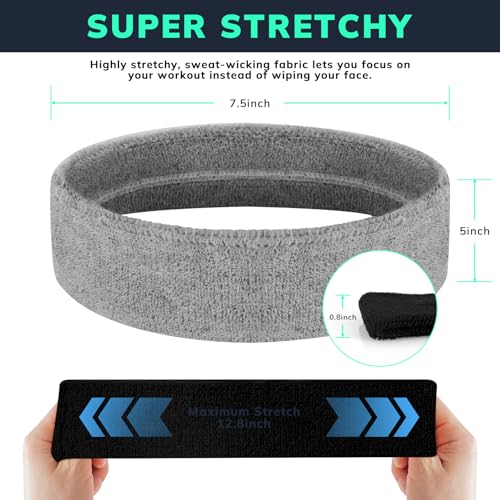 Image of Sweatbands Sports Headband for Men & Women - Terry Cloth Moisture-Wicking Sports Towel Headband for Tennis, Basketball, Running, Gym, and Fitness Working Out