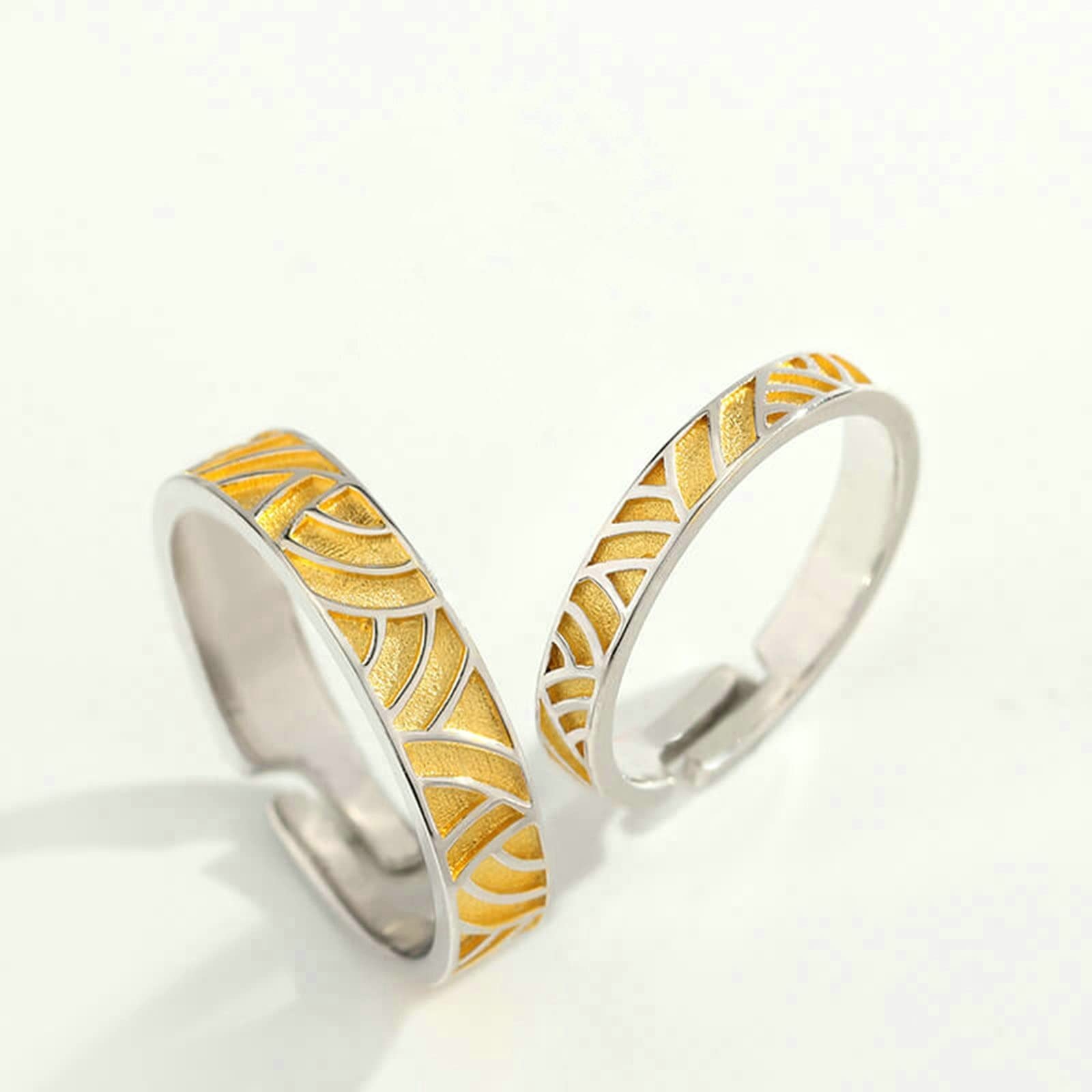 Veretta, Fedine Fidanzamento Coppia Sottili con Banda Semplice Argento Sterling Fidanzamento Anelli Regolabili per Uomo e Donna