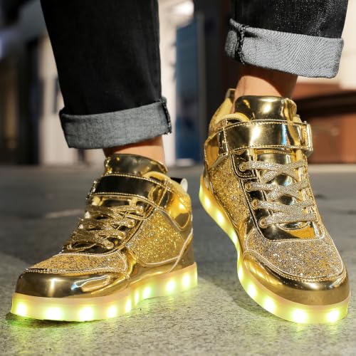 Image of JEVRITE Unisex LED Light Up High Top Sneakers - USB Charging for Women & Men - Couples Shoes
