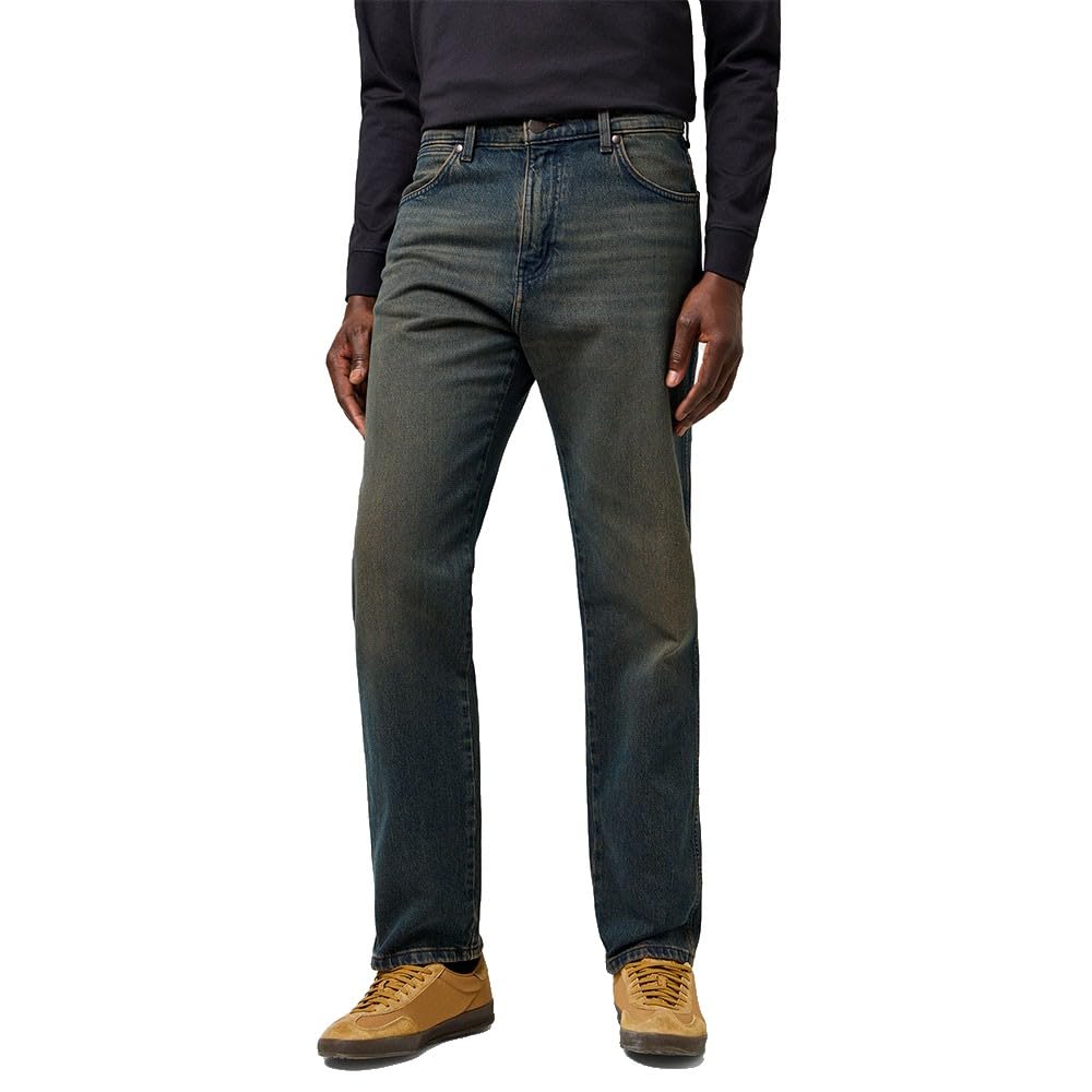 Wrangler Men's Frontier Relaxed Straight Fit Straight Leg Jeans, Nebula Black, 30 W/32 L