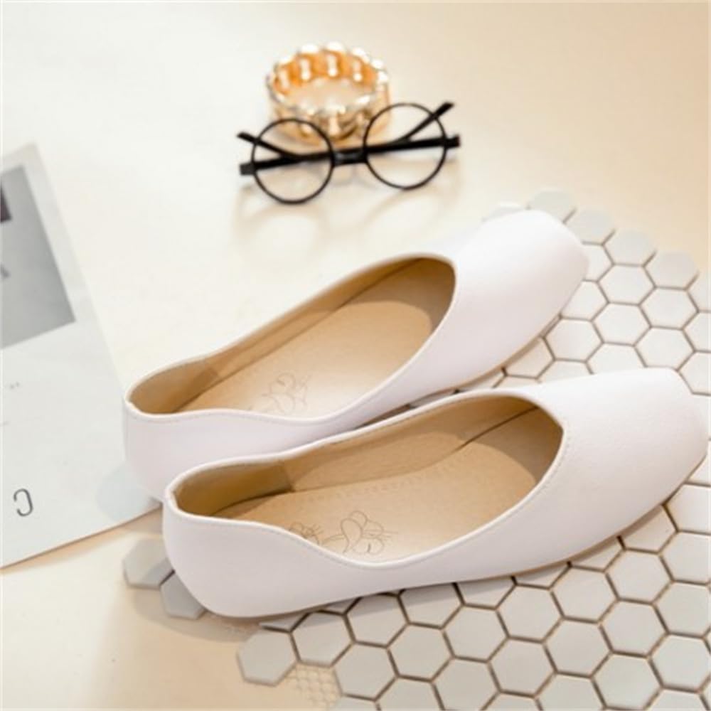 Donna Chiuso Quadrato Piede Piatti Solidi 2cm Slip-on Peso Leggero camminando Tacco Alto Moda Formale Lavoro Ufficio Scarpe