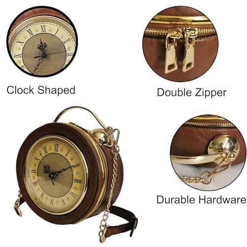 Image of Women PVC Clock Shaped Handbag Crossbody Shoulder Bag Clock Purse