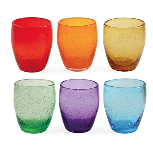 Villa D'Este Acapulco Juego de 6 Vasos de Agua, de Cristal, Multicolor, 10cm, Diámetro 9cm