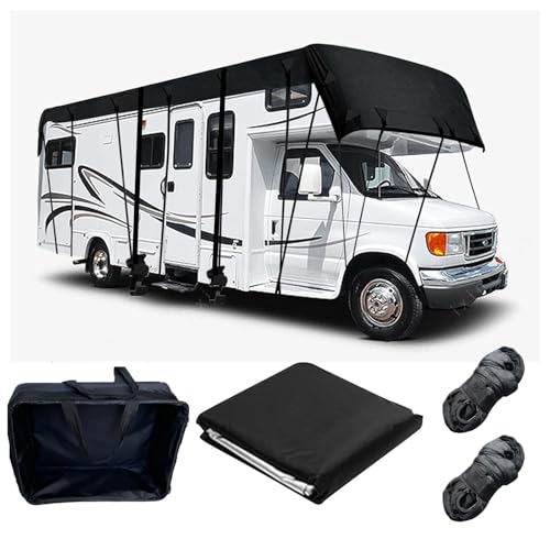 Rv Covers Wider 3.3m/10.83ft 210D Oxford Cloth Rv Covers for Roof Only Wind, Rain and Snow Proof with 2 Reinforced Straps Black-23 x 10.8 ft