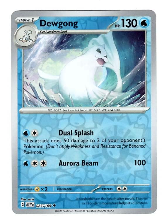 Pokemon - Dewgong 087/165 - Pokemon 151 - Reverse Foil - Single Card