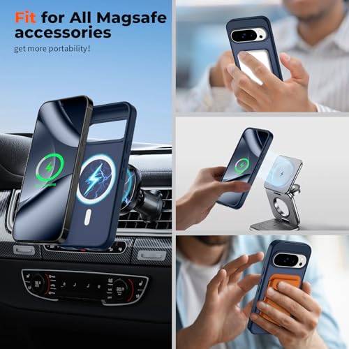 Image of SUPFINE Magnetic for Google Pixel 10 Pro Case /Pixel 10 Case with Screen Protector, (Built-in Magnets) ((Military Grade Drop Protection) Slim Translucent Shockproof Phone Case,Sapphire Blue