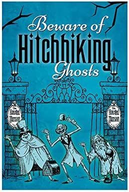 Pubertee Vintage Tin Sign Haunted Mansion Beware of Hitchhiking Ghosts Metal Tin Sign Wall Art Home Decor Kitchen Poster Cafe Pub Plaque 8x12 Inch