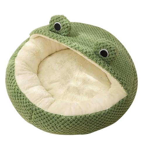 Cat Bed Plush Frog Donut Dog Bed, Warm pet Bed for Winter, Soft Bed Suitable for Dogs and Cats (Green,Large)
