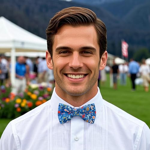 Image of Colorful Fun Pattern Pre-Tied Bow Tie Mens Floral Space Adjustable Bowtie