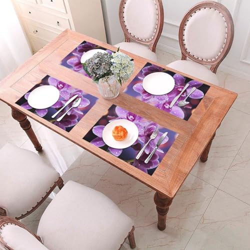 Lot de 6 sets de table en vinyle violet au motif floral chic - 5