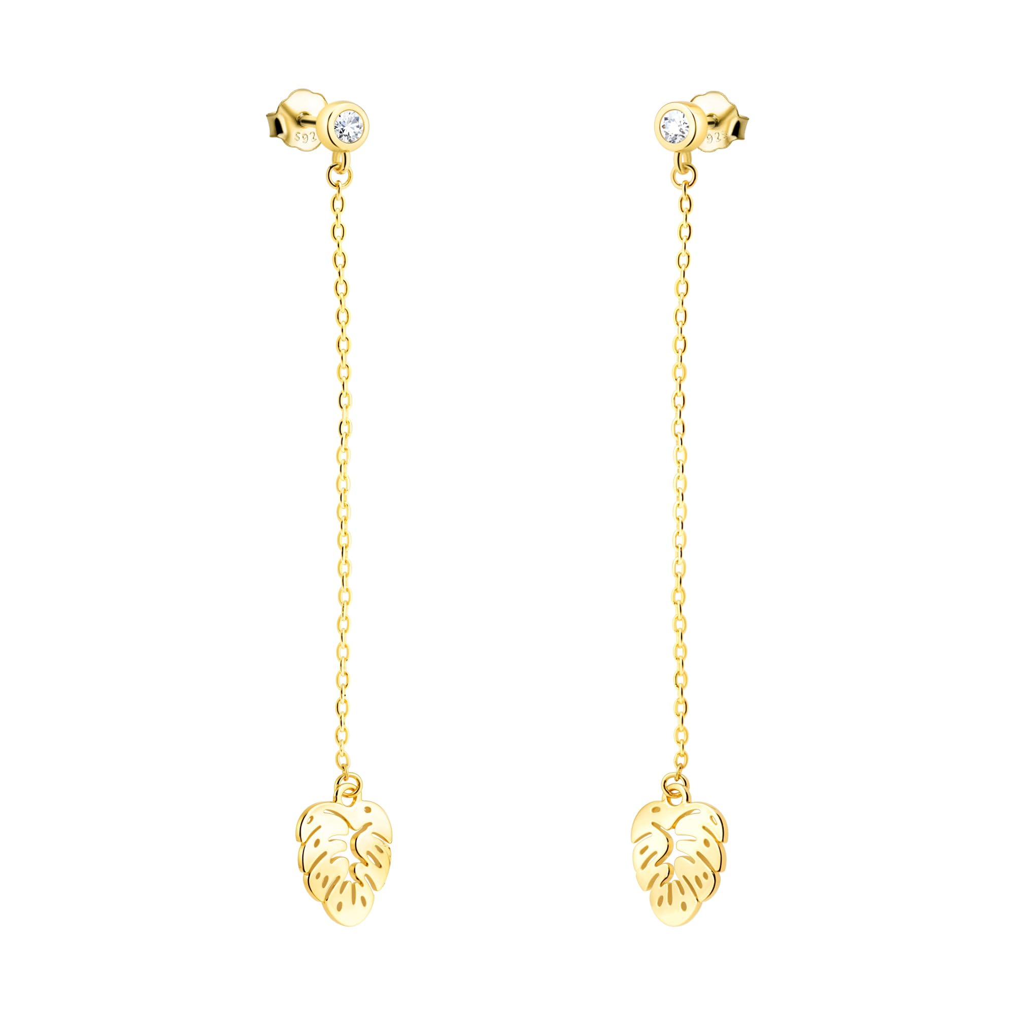 SOFIA MILANI - Orecchini da Donna in Argento 925 - con Pietra Zircone - Orecchino Pendente a Foglia di Zirconia