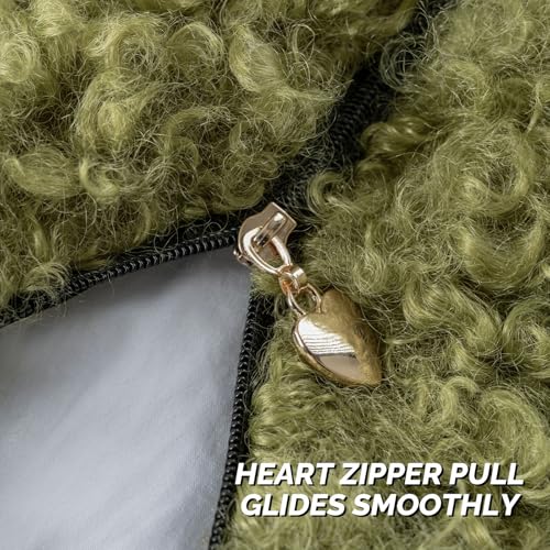 FUTEI Olive Green Decorative Throw Pillow Covers 22x22 Inch Set of 2,Soft Fluffy Faux Wool Fur Boucle Textured Cushion Case,Modern Home Decor for Couch Bed Living Room Office