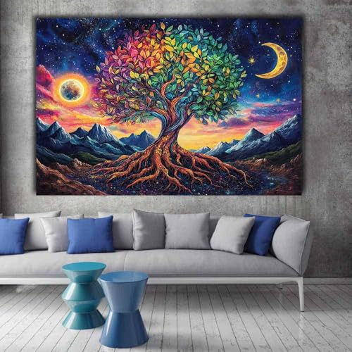 Arbre de vie impression sur toile murale verte 60x90cm poster nature