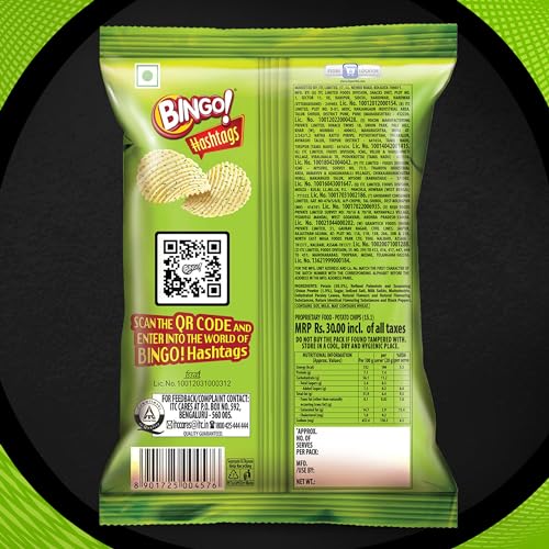 Image of Bingo! Hashtags Cream & Onion Potato Chips, 58 grams /53 grams /56.6G(Weight may vary)