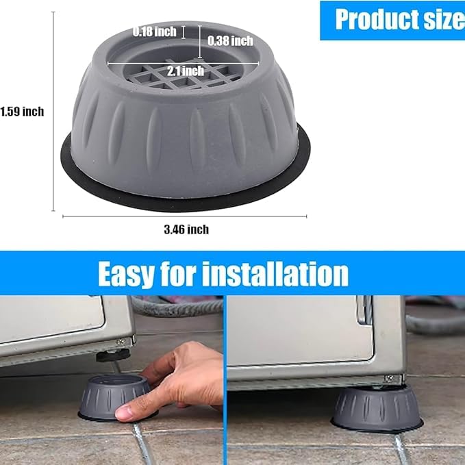 Image of U-MAX 4-Pack Sofa & Bed Leg Lifts, Anti-Slip Rubber Base for Stability, Increases Height, Prevents Floor Scratches, Legs Refrigerator Stand (Gray, Round Stand)