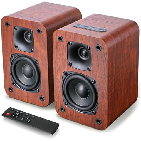 Saiyin Bluetooth Bookshelf Speakers, Record Player Speakers with 3 Inch Woofer, Powered Speakers with Optical/AUX/TV-ARC Input for Turntable PC and TV Cover