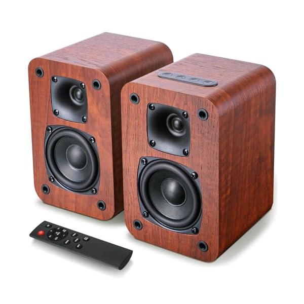 Saiyin Bluetooth Bookshelf Speakers, Record Player Speakers with 3 Inch Woofer, Powered Speakers with Optical/AUX/TV-ARC Input for Turntable PC and TV