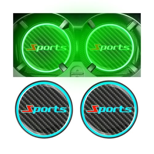 Adunsiaoto 2 Piezas Almohadilla De PVC para Portavasos De Coche, Posavasos para Accesorios Interior Coche Hombres Y Mujeres, Posavasos Antideslizantes Accesorios Fosforescentes Automóvil(Sports)