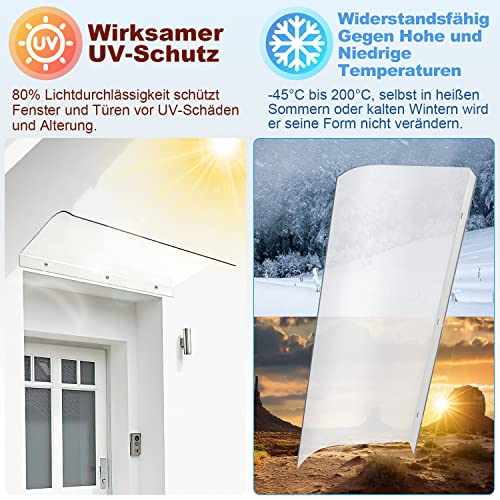 Gimisgu Vordach Haustürvordach 40x80cm Regenschutz Pultbogenvordach 3,5mm Transparent Pultvordach Überdachung Vordach für Haustür