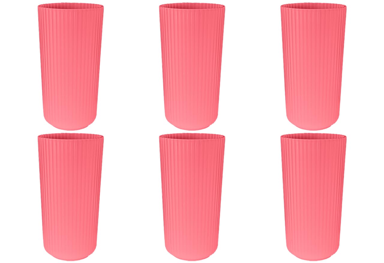 Abode Homewares Mesa Polypro Premium Plastic Drinkware Indoor Outdoor Jumbo Beverage Pink 22oz Set of 6