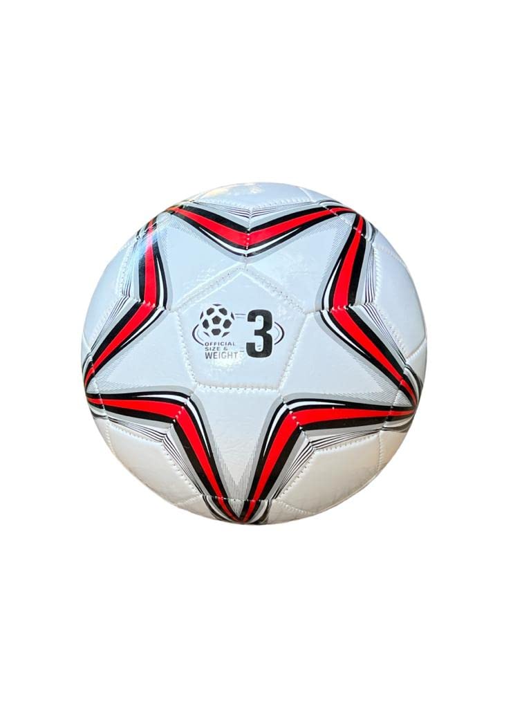 VIPER Size 3 Football for Training – Outdoor Practice Ball for Boys & Girls (Star White/Red)