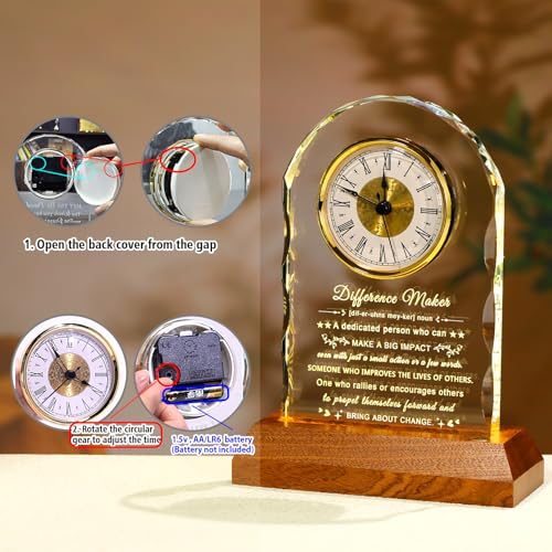 Image of Ornalrist Difference Maker Gifts for Women Men Clock with Wooden Light Base
