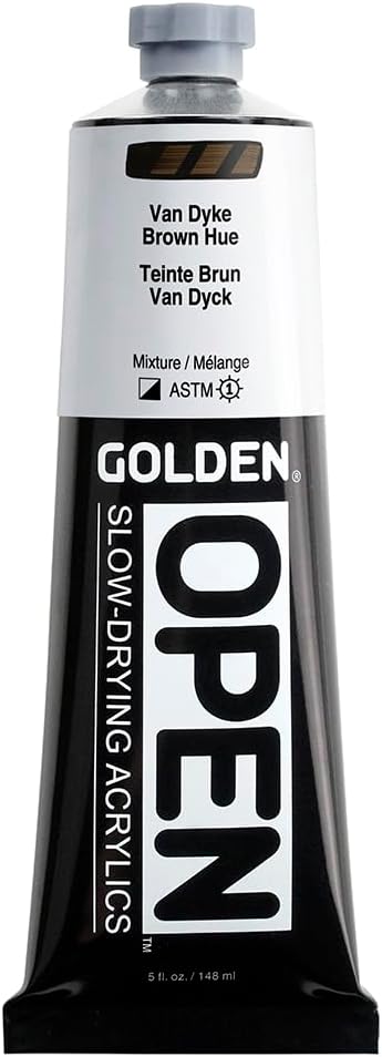 OPEN Slow-Drying Acrylics by GOLDEN, Van Dyke Brown Hue, 5 fl oz. tube, Professional Acrylic Paint, Semi-Opaque
