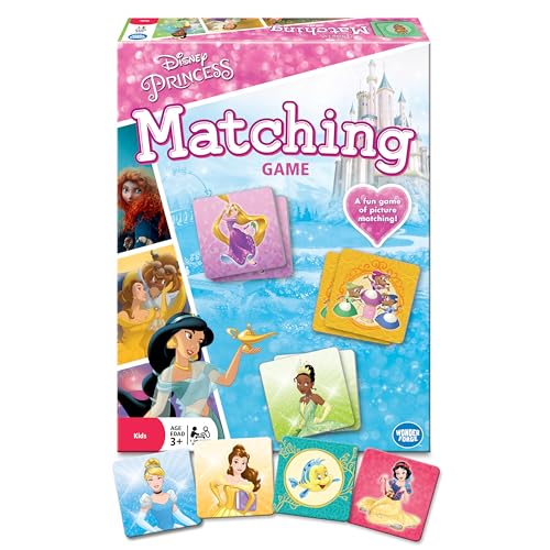 Image of Wonder Forge Disney Princess Matching Game - Fun Memory Game for Kids Ages 3 and Up - Toddler Learning Toy Featuring Belle, Ariel, and Elsa and More Disney Princesses - Packaging May Vary