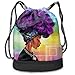 Produktbild HFXY Afroamerikaner Schwarze Frauen Mit Lila Haar Ultra-Durable Bundle Rucksack 3D Gedruckte Polyester Kordelzug Rucksack Sporttaschen Für Reisen Camping Wandern Strand Fitnessstudio Yoga Etc