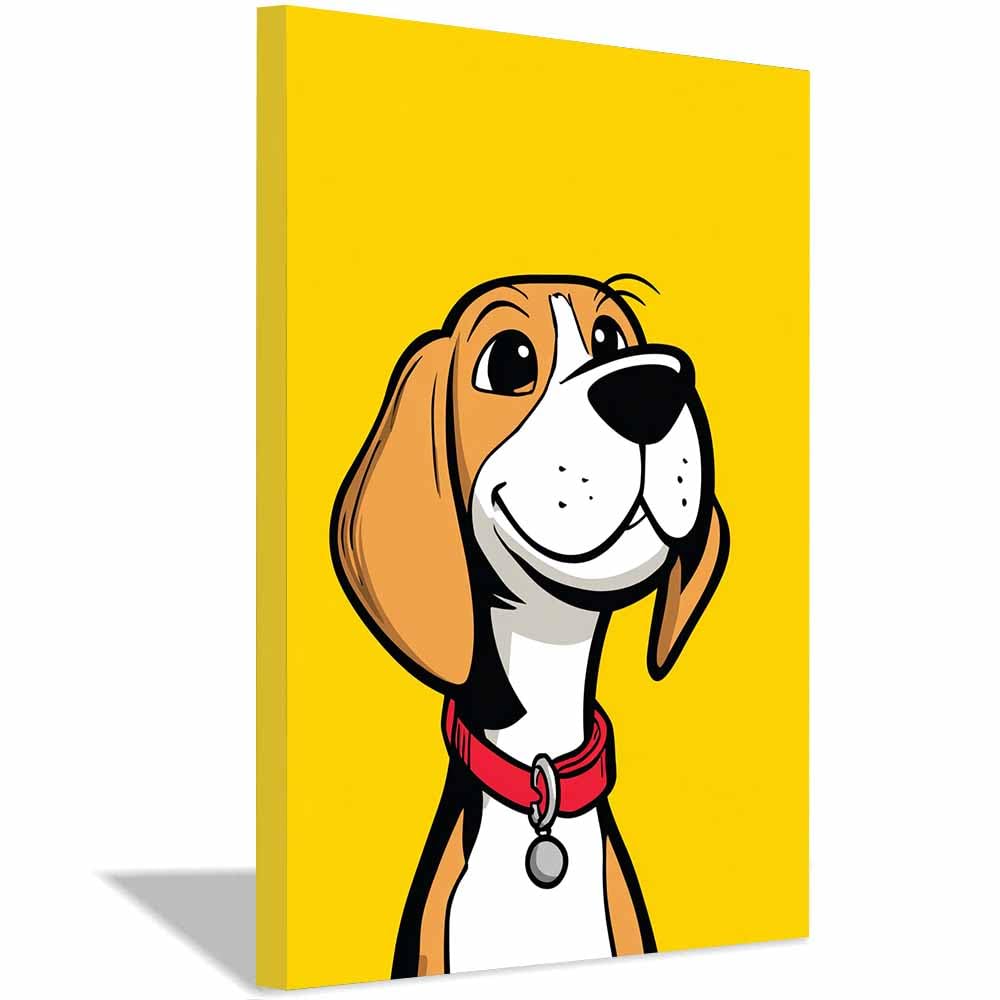 ZAMAEIU Canvas Print Wall Art Beagle Abstract Dog Animal Paintings, Suitable for living room, bedroom, for Kids Room Decoretc.(yellow)-30x50cm Framed