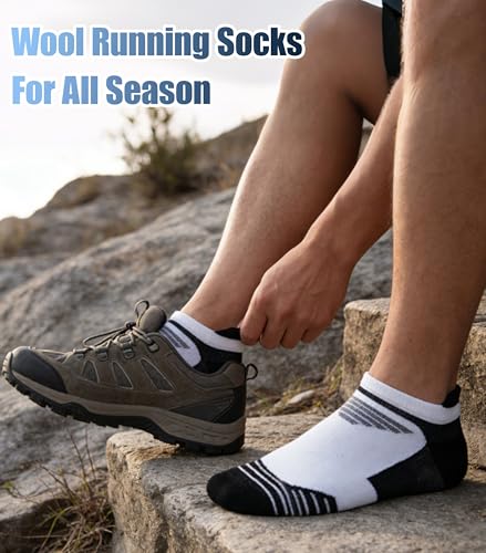 Image of Merino Wool Ankle Socks, Men's Women's 90% Wool Athletic Thin Running Moisture Wicking Socks, 3 Pairs