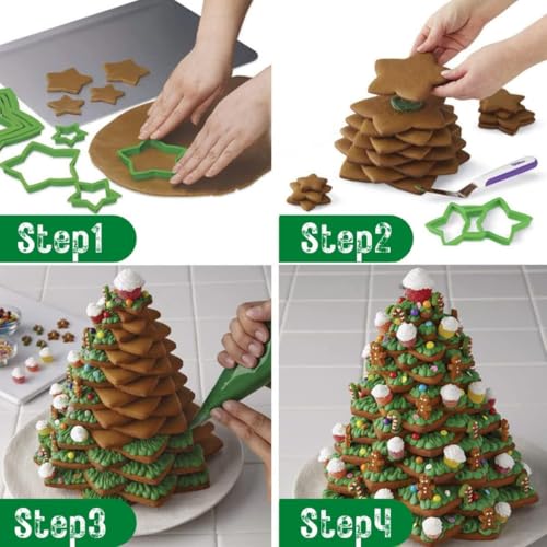 10pcs 3D Christmas Tree Cookie Cutter Set-Star Cookie Cutters Xmas Decoration Fondant Donut Cookie Cutters kit for Christmas Tree Gift Cookie Tower - Image 2