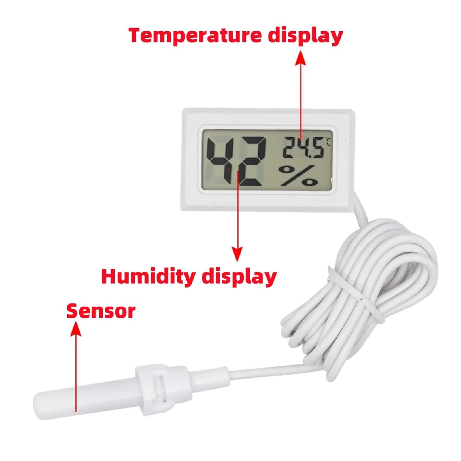 Termómetro e higrómetro digital LCD for apicultura - 5 herramientas de monitoreo de colmena con sonda integrada(White)