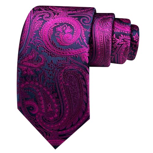 Image of YOHOWA Mens Ties Set Wedding Paisley Neckties with Handkerchief Cufflinks Formal Business