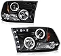 For 2009-2018 Dodge RAM 1500 2500 3500 Dual LED Halo Ring Black Projector Headlight Housing Headlamp Assembly Replacement Driver & Passenger Side