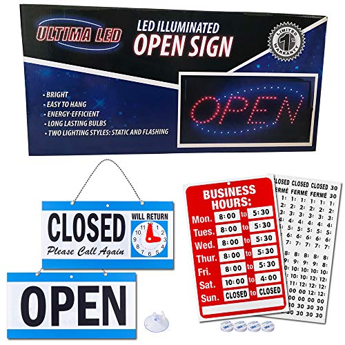 Neon Open Sign for Business: Horizontal LED Sign with Flashing Mode for Stores - Includes Business Hours and Open & Closed Signs - Image 7