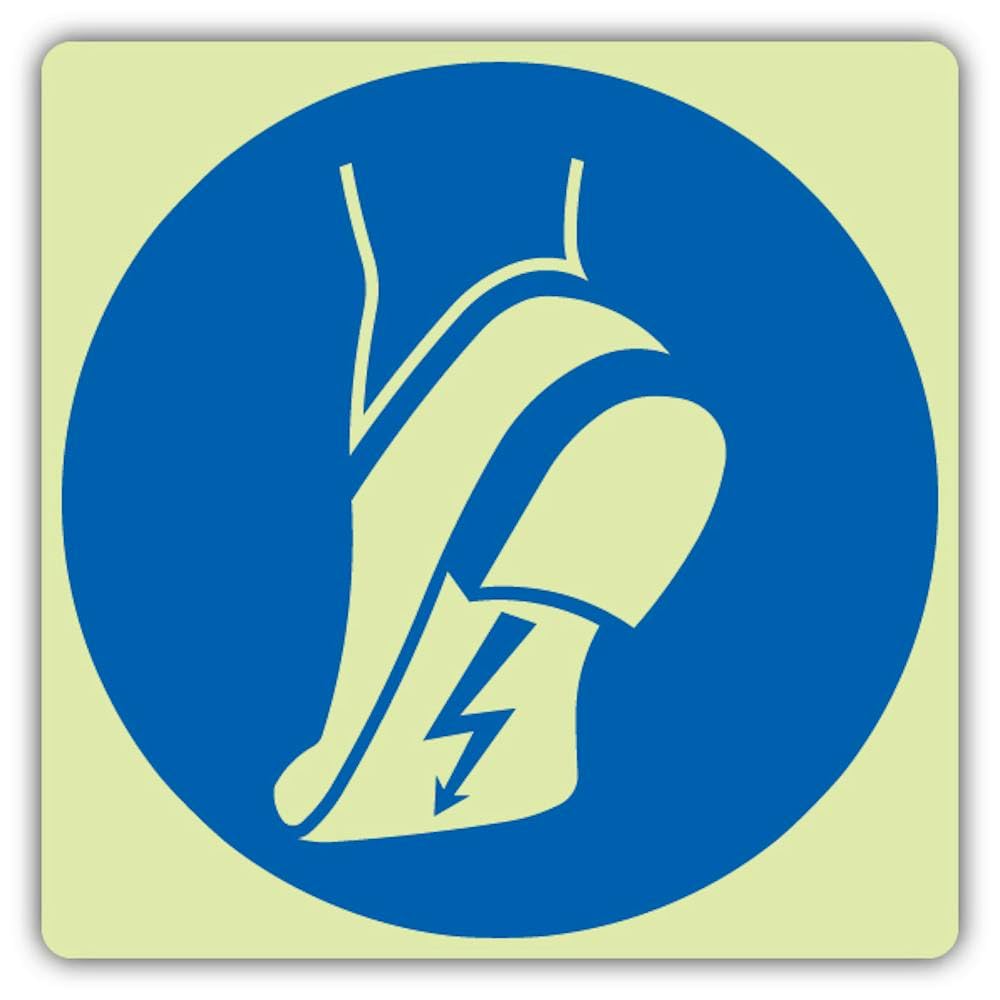 V Safety - Señal de seguridad antiestática que brilla en la oscuridad, formato de símbolo, 450 x 450 mm, de plástico rígido de triple brillo, señalización de seguridad obligatoria, fabricado en Gran
