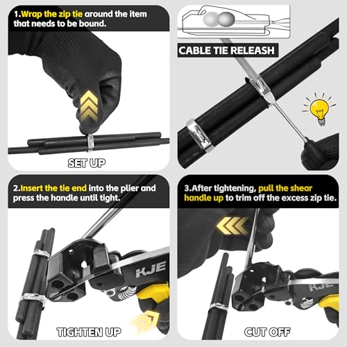 KJE Stainless Steel Cable Tie Gun, Zip Tie Tool Kit with 160PCS Metal Zip Ties for Fastening and Cutting Metal Cable Ties, Ideal for Chain Link Fence, Outdoor Fencing, Dog Fence, Chicken Wire